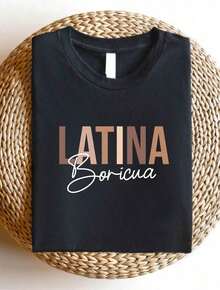 Camiseta Latina, Camiseta Boricua Latina, Camiseta Puertorriqueña, Regalos Feministas Latinos, Camisetas Poderosas de Puerto Rico, Camiseta Mexicana Familiar SD-528, Camiseta holgada, casual y versátil Y2k Camiseta Camisa De - Negro - Ver 1