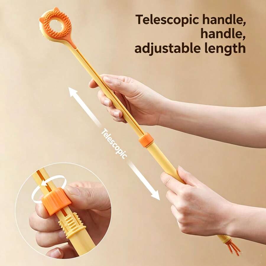 1pc Retractable Cat Teaser Wand, Soft Silicone Massage Comb + Itch Scratcher, Indoor Cat Interactive Toy, Pet Supplies, Pet Toy, Multi-Functional Cat Teaser Wand Gift