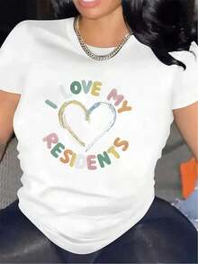 Women's Heated T-Shirts - Black And White T-Shirt, Designed To Show Love For Residents, Ideal For Nursing Homes. Durable And Comfortable, Making It Perfect For Nursing Staff In Hospitals Or Clinics. The Fabric Is Lightweight And Breathable. Great Valentine's Day Gift, Everyday Wear, Free Shipping - 白色 - 查看 6