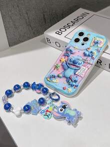 Disney Lilo & Stitch Phone Case With Stitch Charm And Stitch Lanyard - Cute Stitch Protective Case With Sticker Style And Pastel Gradient Background Design, Equipped With Delicate Stitch Decorative Lanyard And Beaded Bracelet For Easy Carrying, Compatible With IPhone 17, 16, 15, 14, 13, 12, 11 Pro Series, Ideal For Birthdays, Holidays, Anniversaries, Graduation Gifts, Or Any Special Occasion To Surprise Family, Friends, Classmates, And Loved Ones. - White - View 7