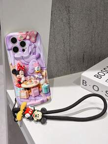 Funda de teléfono de Disney Minnie Mouse y Daisy Duck con colgante de Minnie y cordón - Funda protectora linda de Minnie y Daisy con escena de cita en café y diseño de fondo morado, equipada con un delicado cordón decorativo de Minnie y una pulsera de cuentas para un transporte fácil, compatible con iPhone 17, 16, 15, 14, 13, 12, 11 Pro Series, ideal para regalos de cumpleaños, fiestas, aniversarios, graduaciones u ocasiones especiales para sorprender a familiares, amigos, compañeros de clase y seres queridos. - Blanco - Ver 5