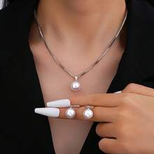 Faux Pearl Decor Elegant Bridesmaid Jewelry Set - Multicolor - View 3