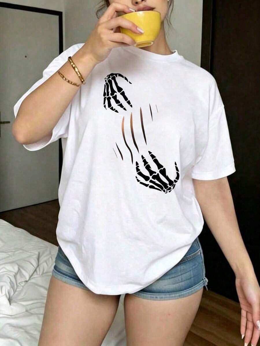 Women's Casual Holiday Shirt - New Arrival! Short-Sleeved Blouse For Women, Plain Design, Ideal For Lounging At Home Or Casual Wear. Limited Time Offer. Lovely Blouse, Comfortable And Regular Length. Machine Washable. Plus Size T-Shirt Suitable For Everyday Wear, Street Style, And Outings. - 白色 - 查看 1