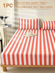 1 Set Minimalist Red & White Striped Fitted Bed Sheet, Includes 1 Valentines Day Mattress Cover, Fits King, Queen, Full & Double Beds, Soft & Comfortable Bedding Set, Deep Pockets Up To 30cm, Breathable & Wrinkle-Resistant, Machine Washable - Red - View 5