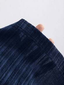 Conjunto de 2 piezas estilo francés relajado con camiseta sin mangas de cintura ceñida y pantalón ancho de pierna holgada, un conjunto de moda para mujeres - Azul marino - Ver 4
