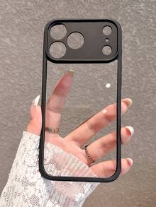 Full-Coverage Shockproof Black Acrylic Hard Phone Case, Compatible With IPhone 17 Pro Max/17 Pro/17/16 Pro Max/16/16 Pro/16 Plus/15/15 Pro Max/15 Pro/15 Plus/11/12/13/14 Pro Max/12 Pro/12 Pro Max/13 Pro/13 Pro Max/14 Pro/14 Pro Max - Black - View 3