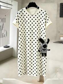 Vestido casual de mujer de cuello redondo y longitud media con estampado, para verano - Multicolor 5 - Ver 1