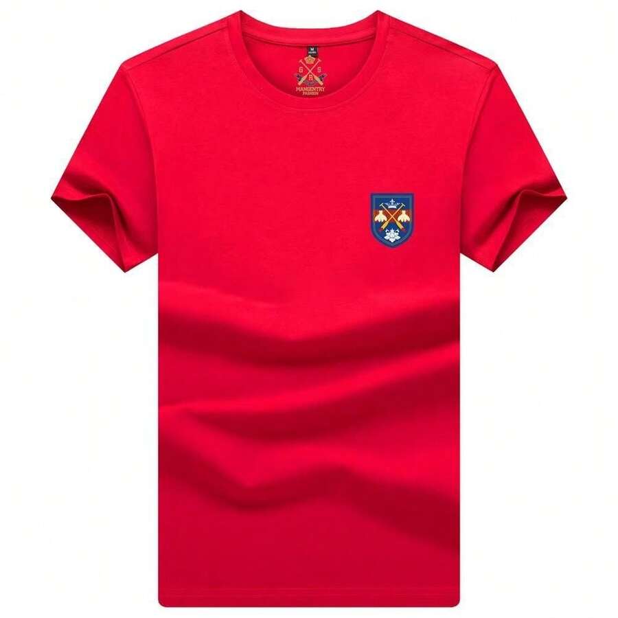Nueva camiseta de verano para hombre, de cuello redondo, color sólido, manga corta, ajustada, estilo casual y de negocios, en stock. - Negro - Ver 1