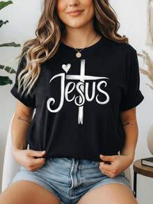 1 Piece 180g Women's T-Shirt, Men's Casual Cotton Crew Neck T-Shirt. Women's Sports T-Shirt. Designed By Y2K Generation Artists In The Bababask Style, Made From 100% Pure Cotton. Creative Cartoon Pattern Design, Comfortable Short Sleeves - 黑色10 - 查看 6