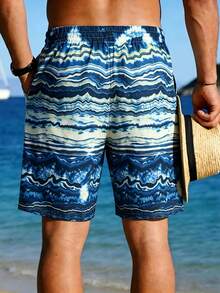 Pantalones cortos de playa con cordón en la cintura para hombres, bañadores de verano - Multicolor - Ver 2
