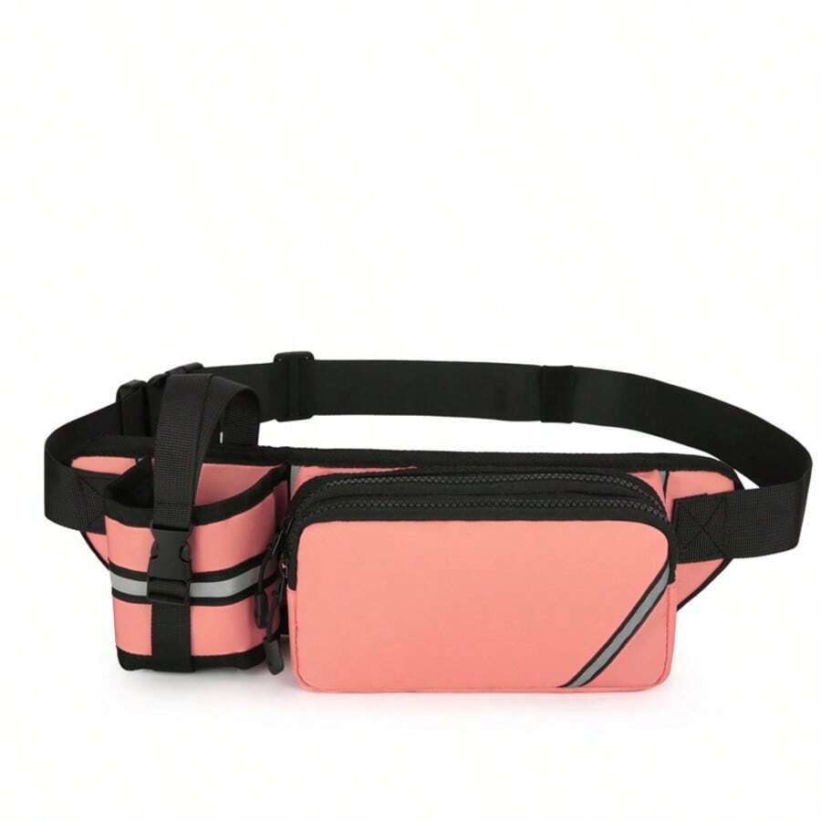 Étui de téléphone pour ceinture de course, sac de ceinture de course unisexe, sac de course avec compartiment pour bouteille d'eau, accessoires de course, ceinture d'hydratation, pochette pour ceinture de course. - Rose bonbon - Voir 1