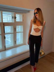 Jumpsuit In A Daring Girl Style, Bandeau Design With Cutouts, Sleeveless Straps, High Elasticity Fabric, Tight And Sexy Cut In Euro-American Style. - White - View 9