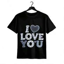 Tops para mujer de algodón casual de manga corta con cuello redondo para mujer, con estampado de corazón I Love You, top lindo de corte regular para uso diario en verano, ropa de verano para mujer, ropa de vacaciones para mujer, tops para mujer, tops y conjuntos de verano, ropa de verano, regalos de cumpleaños, regalos para la Copa Mundial 2026. - Negro - Ver 7