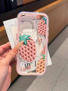 1个草莓图案撞色防震手机壳，TPU材质，适合作为节日礼物，兼容苹果iPhone 11/12/13/14/15/16 Pro/Pro Max/14/15/16 Plus/17，男女通用 - 彩色 - 查看 2