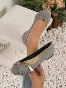 Women's Comfortable Slip-On Flats, Stylish Casual Shoes For Office Work, Outdoor Walking, Parties And Everyday Wear, Lightweight & Versatile  Plain / Plain Toe    Home - 灰色 - 查看 2