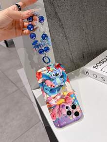 Disney Lilo & Stitch Phone Case With Stitch And Angel Charm And Stitch Lanyard - Cute Stitch And Angel Protective Case With Boxing Match And Party Background Design, Equipped With Delicate Stitch Decorative Lanyard And Beaded Bracelet For Easy Carrying, Compatible With IPhone 17, 16, 15, 14, 13, 12, 11 Pro Series, Ideal For Birthdays, Holidays, Anniversaries, Graduation Gifts, Or Any Special Occasion To Surprise Family, Friends, Classmates, And Loved Ones. - trắng - Xem 5