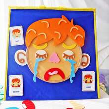 Quixorblex 38pcs Felt Facial Expression Teaching Aids, DIY Emotion Recognition Puzzle, Interactive Classroom Learning Tool, Creative Teacher Supplies, Social Emotional Learning Set, Home And Team Activity Game, Back To School - Brown - View 10