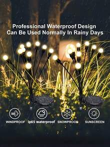 Solar Firefly Lights, 2/4 Sets, 8 Lights Per Set, Weather-Resistant Outdoor Garden Path Lights, Suitable For Patio And Yard, Easy Installation, IP65 Waterproof, Ideal For Outdoor Lawn Wedding Decoration And Night Proposal Setup - Firefly - View 6
