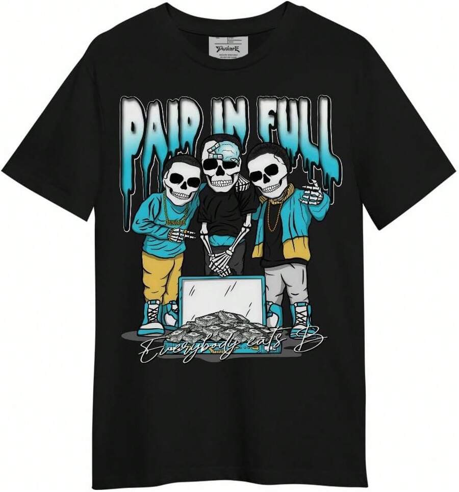 Dunkare Sneaker Match Graphic T-Shirt For Men And Women - Retro Gamma Blue 11s Streetwear | Unisex, Regular Fit, Vintage Style Y2K - 黑色 - 查看 1