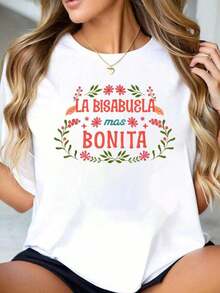 100% cotton La Bisabuela Más Bonita Hermosa Abuela Española Conjuntos de Camisetas para Mujer - Blanco - Ver 6