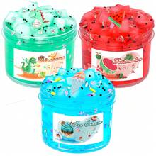 60ml Kids Watermelon Crystal Mud & Butter Mud Set, Handmade DIY Toys, Soft Stretchy Non-Sticky, Fun For Boys & Girls - Multicolor - View 13