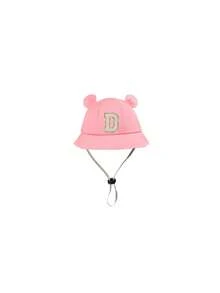 1 chiếc mũ chống nắng in chữ cái A-Z, mũ rộng vành chống nắng ngoài trời dành cho trẻ em (unisex) có dây buộc cằm. - Hồng - Xem 7