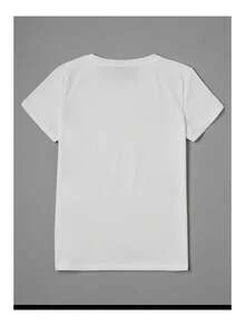 Basic T-Shirt With Cactus Print Design, Loose And Comfortable - White - View 2