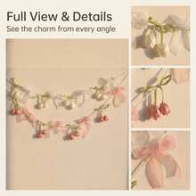 Chiffon Bow Pennant Banner, Floral Tassel Garland Decoration For Wedding, Birthday Party - A - View 4