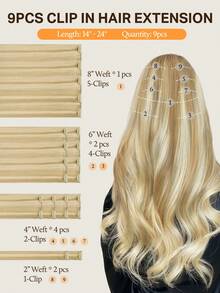 DOORES 9PCS Ekstensi Rambut Jepit Lurus Rambut Manusia Asli Alami Ekstensi Rambut Manusia Perawan Tenunan Ganda Jepit Tak Terlihat & Lembut Potongan Rambut Mini Untuk Rambut Tipis Untuk Wanita - Musim 18/22/60 - View 5