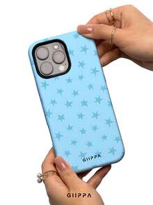 Una elegante funda para teléfono que no incluye cordón ni soporte. Funda para teléfono GIIPPA con diseño de estrellas, 1 pieza, diseño de estrella rosa, compatible con Phone 17 Pro, 16 Pro, 15 Pro, 14 Pro. Funda para teléfono coreana, elegante e interesante, compatible con 11/12/13/14/15/28 Pro Plus. Diseño elegante adecuado tanto para hombres como para mujeres. Regalo para novia, cumpleaños, boda o aniversario. - Azul claro - Ver 4