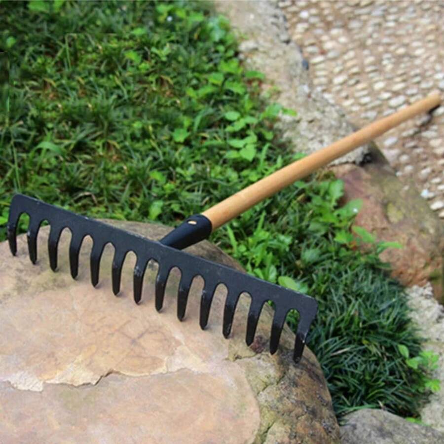 Stainless Steel Agricultural Rake, 14-Tooth Hay And Leaf Rake, Pine Soil Rake, Gardening Tools, Agricultural Tools - 1 - 查看 1