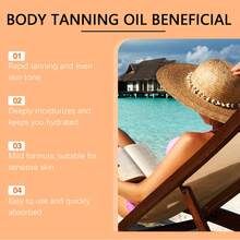 OUHOE 100ml Body Tanning Liquid Oil - Summer Outdoor Beach Accelerate Tanning Natural Bronze Luster Even Skin Tone Long-Lasting Moisturizing Relieve Dryness Improve Skin Smoothness Softness - Brown - View 8