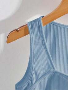 de tirantes casual de mujer con decoración metálica de unicolor, para verano - Azul - Ver 3
