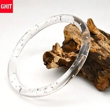GNIT 3件組/2件組/1件組透明樹脂手環，閃亮多幾何設計，復古風格，度假時尚聲明手鐲，透明粗款珠寶配件 - 紅.紅.透塊 - 查看 6