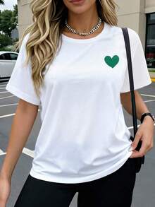 Camiseta Casual Blanca de Cuello Redondo y Manga Corta para Mujer con Estampado del Slogan "C'est la vie", Hombros Caídos, Corte Regular Y6MC - Blanco - Ver 5