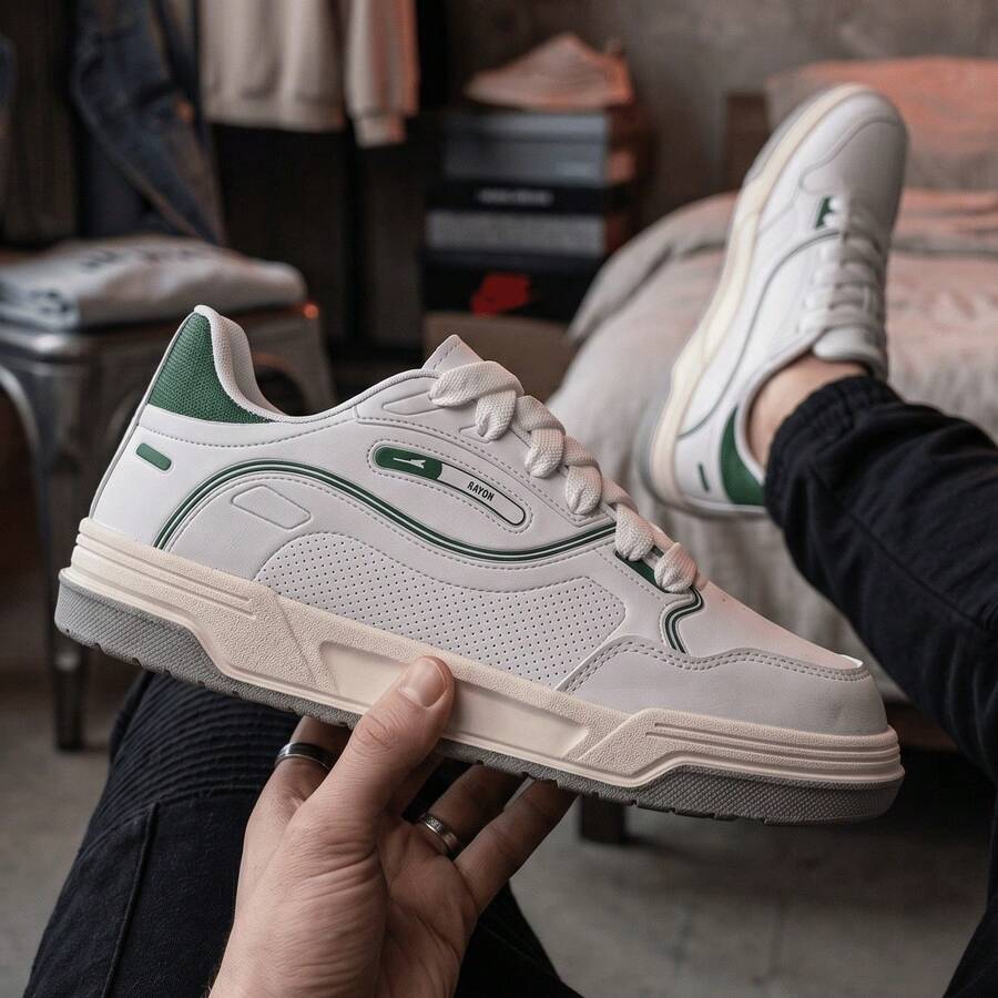 Elden Men's Casual Street Skate Original Comfortable Premium E2203 Sneakers - Trắng Xanh - Xem 1