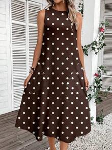 Vestido casual de mujer de longitud media con estampado, adecuado para primavera y verano - Multicolor 5 - Ver 5