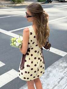 Vestido coreano de mujer con estampado de lunares, lazo y tirantes versátil y de moda - Multicolor - Ver 4