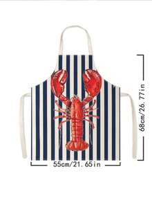 1pc, Lobster Pattern Polyester Apron, Suitable For Cooking, Baking, And Gardening - Can Be Used As Attire For The Kitchen And Dining. - Multicolor - View 15
