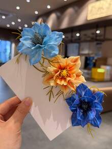3个新款柔软蜻蜓茉莉仿真花发夹，可爱度假风鳄鱼夹，不伤发，编发及侧边发型配饰，适合海滩拍照、约会、伴娘造型，多功能氛围营造发饰 - 彩色 - 查看 9
