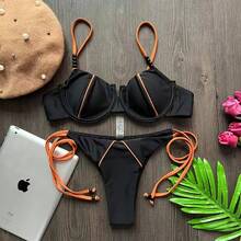 RUOTONGSEPT-Conjunto de Bikini estilo Push up para mujer, traje de baño Sexy de cintura baja, ropa de playa de dos piezas, traje de baño 2023 - NB05 - Ver 1