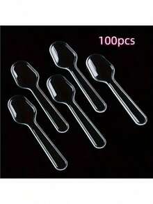 100 chiếc thìa nhựa mini trong suốt, thích hợp dùng cho các món tráng miệng, kem, thạch, bánh pudding, sữa chua, món khai vị, các buổi họp mặt gia đình, dã ngoại, nhà hàng và nhà bếp. - Nhiều màu - Xem 9