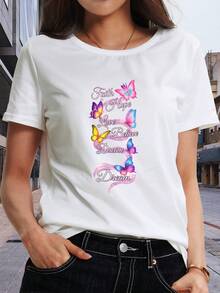 Camiseta de Manga Corta con Estampado "ClassicFaith Hope Love Believe Dream", Largo Regular, Ropa de Mujer, Camiseta Deportiva, Ideal para Viajes Diarios, Reuniones y Oficina, Bestseller - Blanco - Ver 3