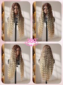 13X4 Lace Front Wigs With Baby Hair 32Inch Extra Long Deep Wave Curly Wigs Japanese Fiber Suitable For All People Future Hair Elastic Mesh Cap For Woman Daily Party Gift Movie Look Nice Multi Color - Multicolor - View 6