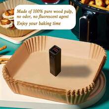 Square Air Fryer Liners Disposable, 100pcs Nonstick Parchment Paper Liners Air Fryer Paper Liners For 3-5 Qt AirFryer Baking Roasting Microwave - Khaki - View 7