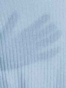 Camiseta De Punto De La Lechuga Con Botones Para Mujer - Celeste - Ver 6