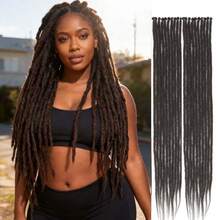 Dreadlock Extensions 18 Inch 24 Inch Synthetic Crochet Dreads Extensions 100% Handmade Single Ended Dreads Thin 0.6cm Width Reggae Style Dreadlock For Man And Woman - Black Brown - View 11