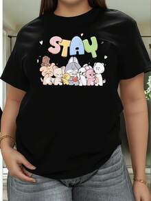 Camiseta de Talla Grande, Merchandising del Grupo  SKZ Wo - Camiseta Casual de Manga Corta con Cuello Redondo y Estampado Icónico, Ropa para Fans Lavable a Máquina, Adecuada para Todas las Temporadas y Atuendos Casuales - Negro - Ver 1