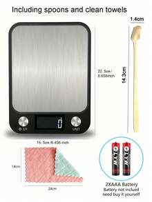 10kg Large Range Kitchen Scale | 10kg Capacity, LCD High-Definition Digital Display, Large Platform, One-Touch Tare Function | Durable Plastic, Multiple Unit Conversions, Sturdy Construction Suitable For Fruits, Vegetables, And Baking, Battery-Powered (Batteries Not Included) - Multicolor - View 10