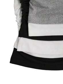 Set de 3 camisetas de mujer de manga corta, cuello redondo, unicolor, con detalle de volantes y estampado de mariposa, de estilo casual y slim para el verano - Multicolor 4 - Ver 3